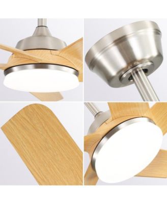 52-inch Modern Sand Nickel 5-Blade Tri-Color Dimming Ceiling Fan with Remote Control and Timing Function for Indoor
