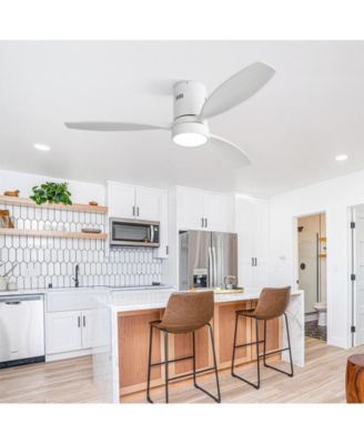 52-inch Modern White 3-Blade Flush Mount with Light and Remote Control