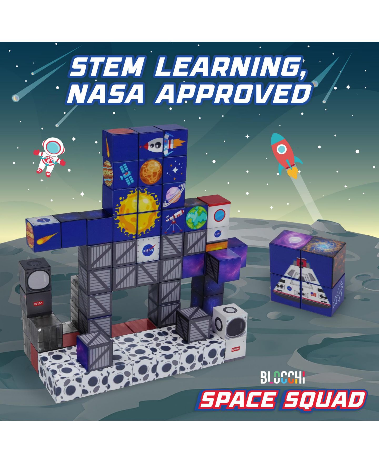 Детский конструктор USA Toyz Space Squad Magnetic 84-Piece Building Set, Ages 3+ — фото 6
