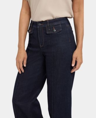 Women's Teresa Wide Leg Button Flap Jeans