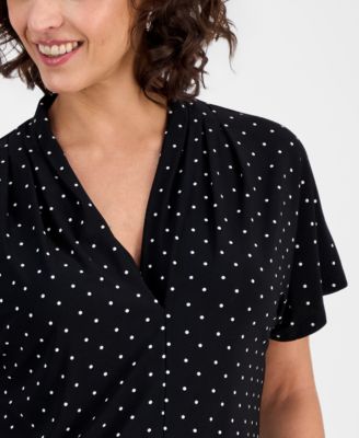 Women's Printed Flutter Sleeve Blouse