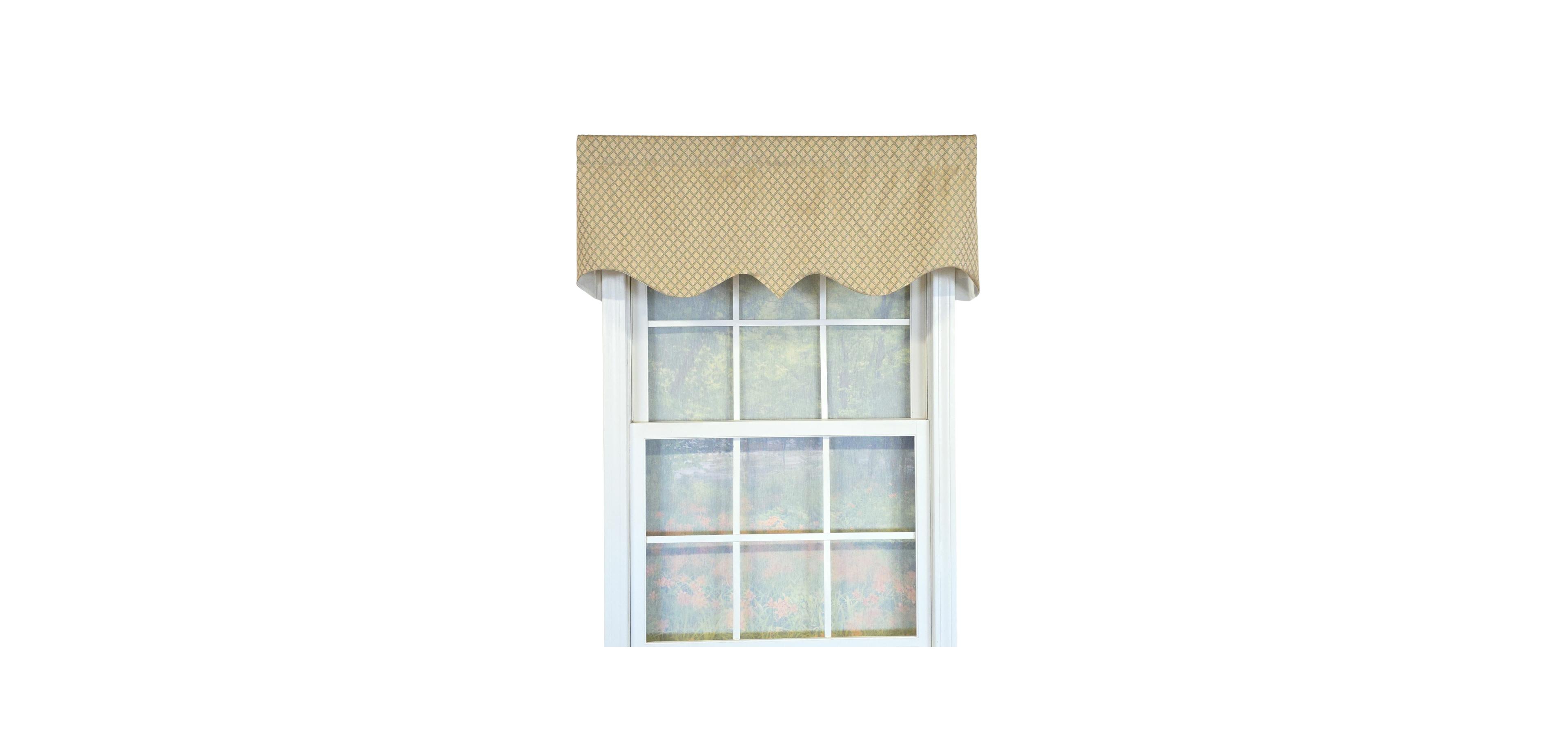 Rlf Home 100% Cotton Diamonds Regal Fully lined Windows Rod Pocket Valance 50" x 17" Green