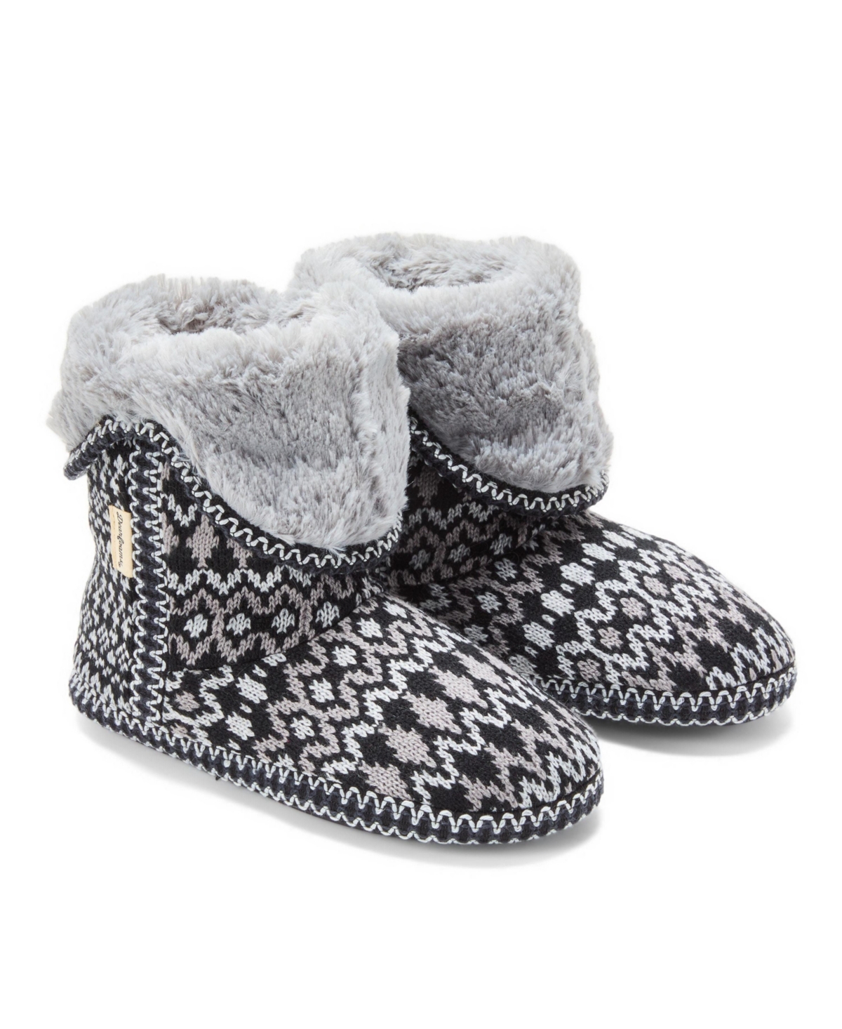 Dearfoams Women's Beth Faux Fur Fold Down Fuzzy Bootie House Slipper Boot