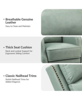  Beatriz 28.74" Wide Genuine Leather Swivel Rocker Recliner