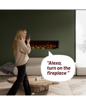 50" 3-Sided Electric Fireplace,Wall Mount/Recessed,WiFi & App Control,RGB Flame,1500W/3000W