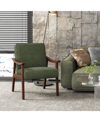 Armchair  Corduroy Fabric   Mid-Century Modern Style  Upholstered accent chair