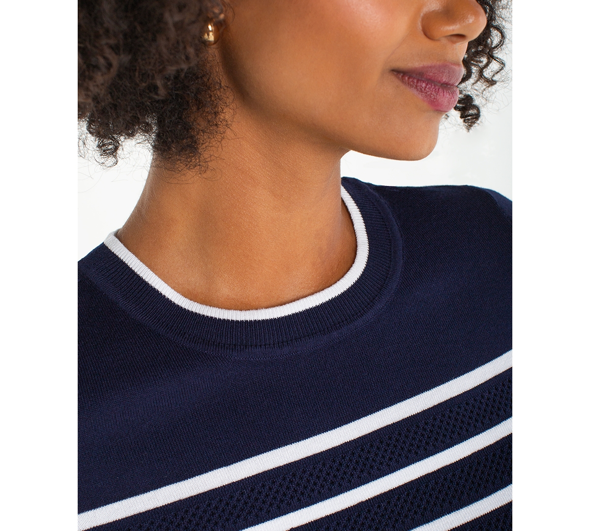 Liverpool Los Angeles Women's Short-sleeve Crewneck Sweater In Blue