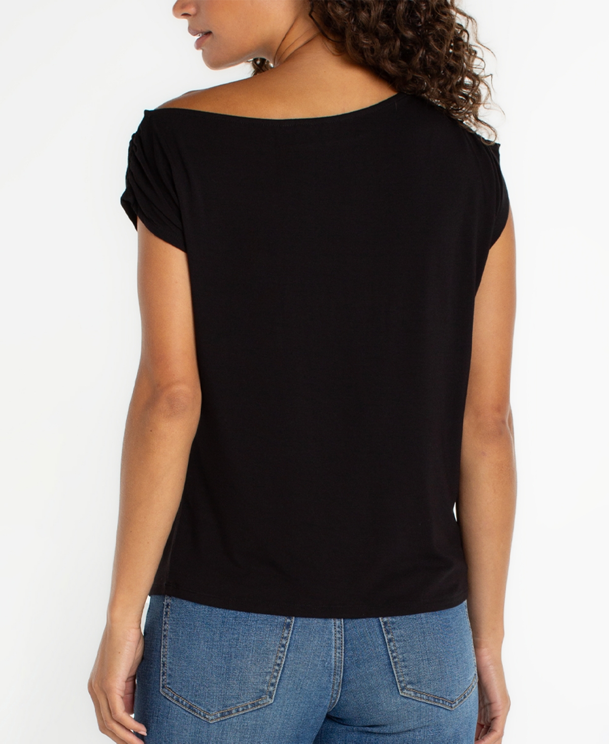 Liverpool Los Angeles Women's Short-Sleeve Asymmetrical Off-The-Shoulder Top