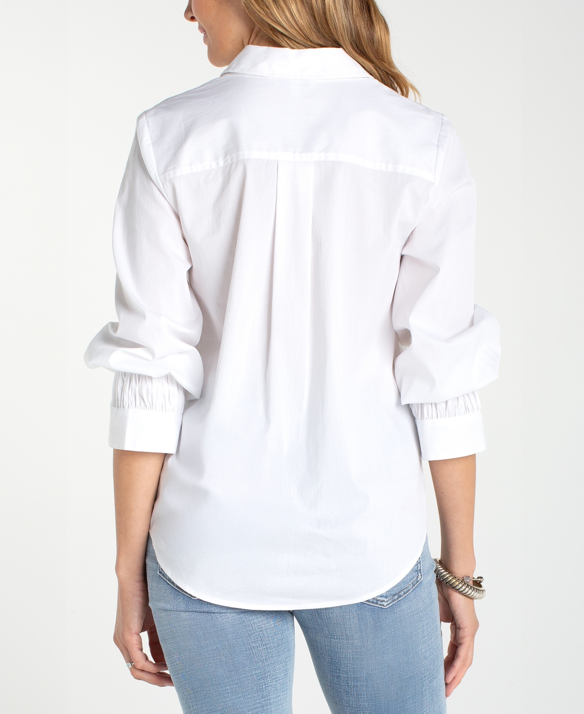 Liverpool Los Angeles Women's Adjustable Long-Sleeve Button Front Woven Top