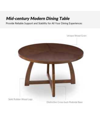 Mid-century Modern Loredana 54" Solid Wood Round Dining Table
