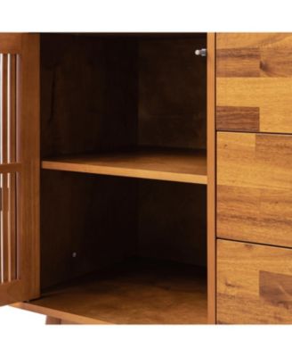 Crrillus Mid-century 58'' Wide 3 Drawer Sideboard with Slatted Doors