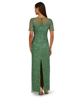 Women's Beaded Column Short-Sleeve Dress