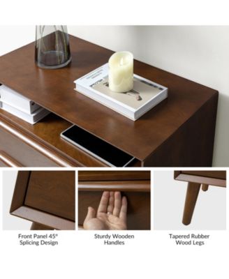 Kay Mid-century Modern 2 - Drawer End Table with  Built-In Outlets