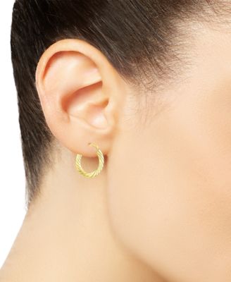 Timeless Cable Oval Hoop Earrings in 10k Yellow Gold