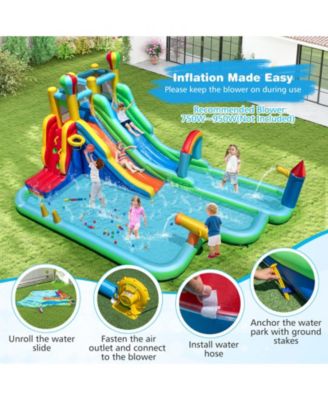 Inflatable Water Slide Park Giant Bounce House with Double Long Slides