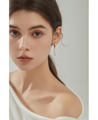 Freshwater Pearl Drop Hoop Earrings