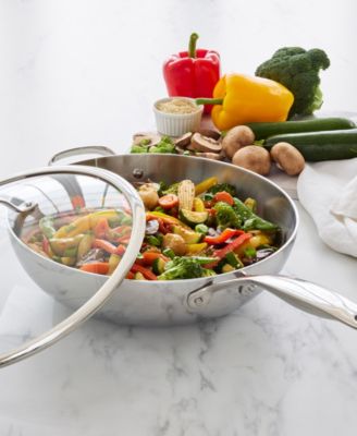 Stainless Steel 12" Valencia Pro Uncoated Covered Wok with Lid