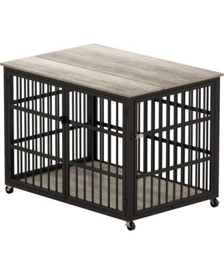 43.3 in. W x 29.9 in. D x 33.5 in. H dog crate wrought iron frame door with side openings in Gray