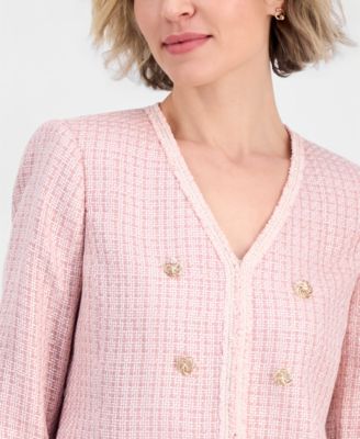 Women's V-Neck Boucle-Knit Jacket 