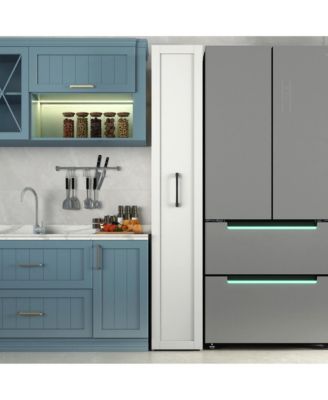 Slim Rolling Storage Cart with Handle and Wheels, Wood Spice Rack, Pantry Organizer for Kitchen and Small Spaces