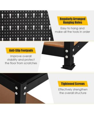 Tool Storage Workbench with Peg Board 2 Lower Shelves 14 Hanging Accessories