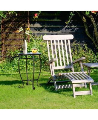 Outdoor Indoor Steel Accent Plant Stand Cobalt Table