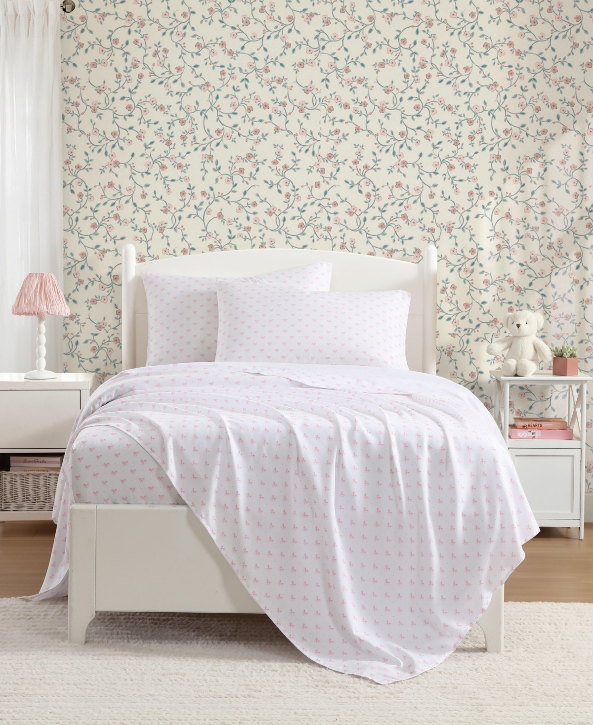 Laura Ashley Lovely Bows Microfiber -Pc. Sheet Set