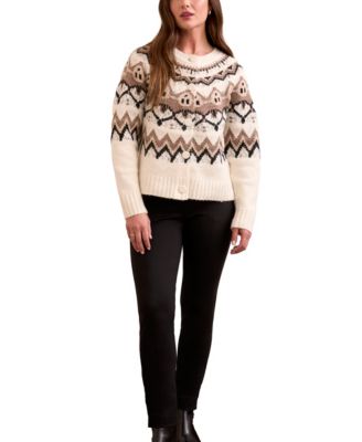 Women's Fair Isle Button Front Sweater Cardigan