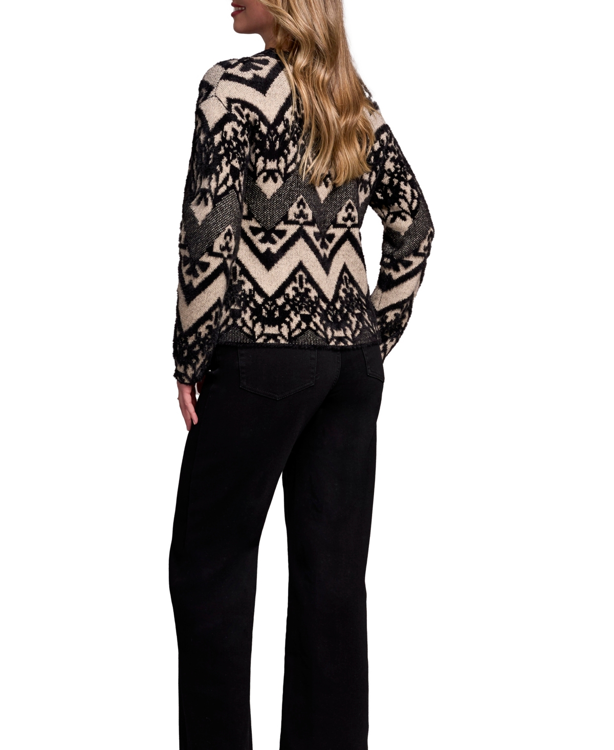 Tribal Women's Double-Knit Eyelash Yarn Crew Neck Sweater