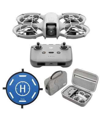 NEO Drone, White, Bundle with RC-N3 Remote Controller, Carrying Case and 20" Foldable Landing Pad Pro