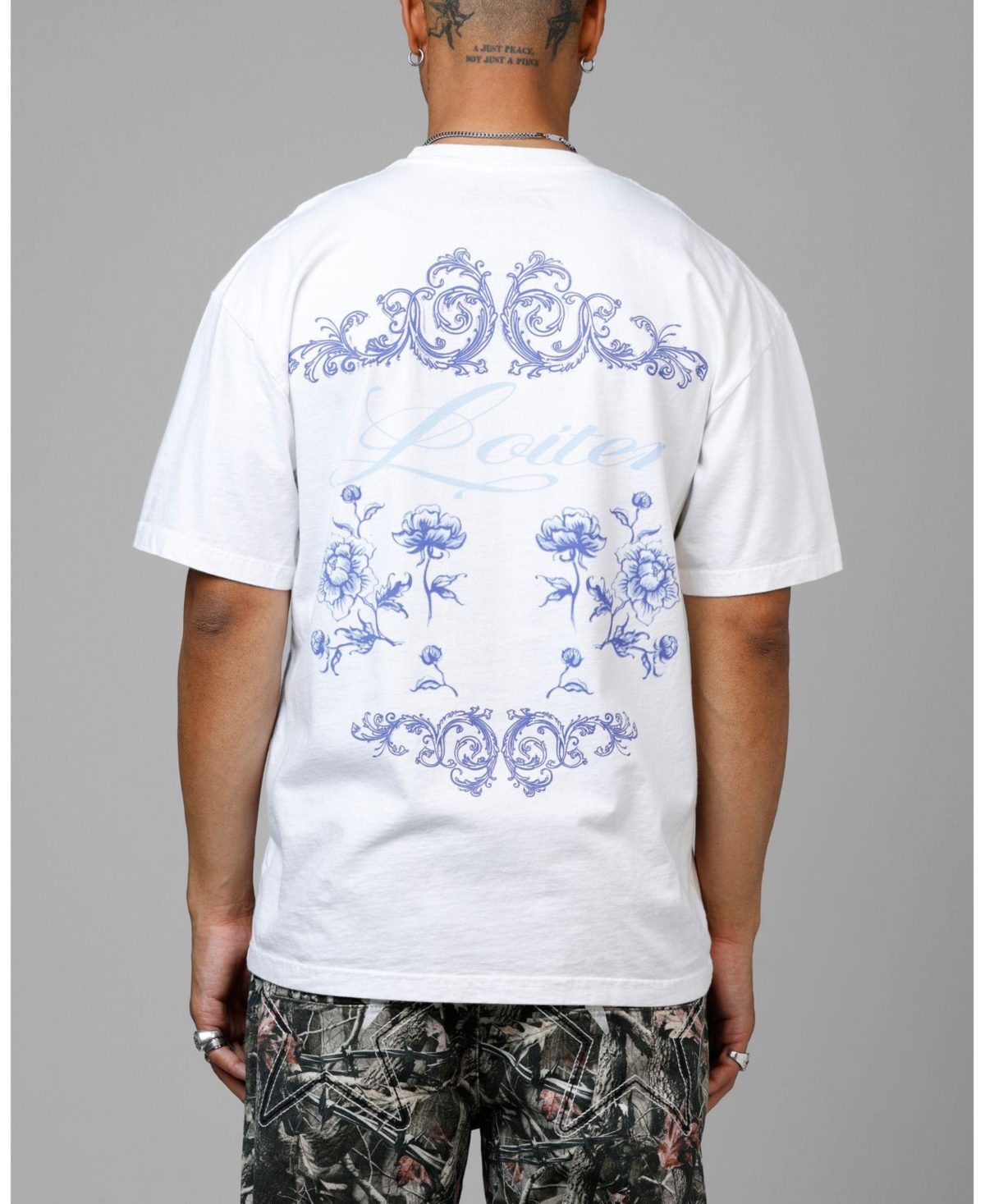 Loiter Men's Fine China Heavyweight Tee, Oversized Fit, Premium Cotton, Bold Graphic Print, Crew Neck, Streetwear T-Shirt