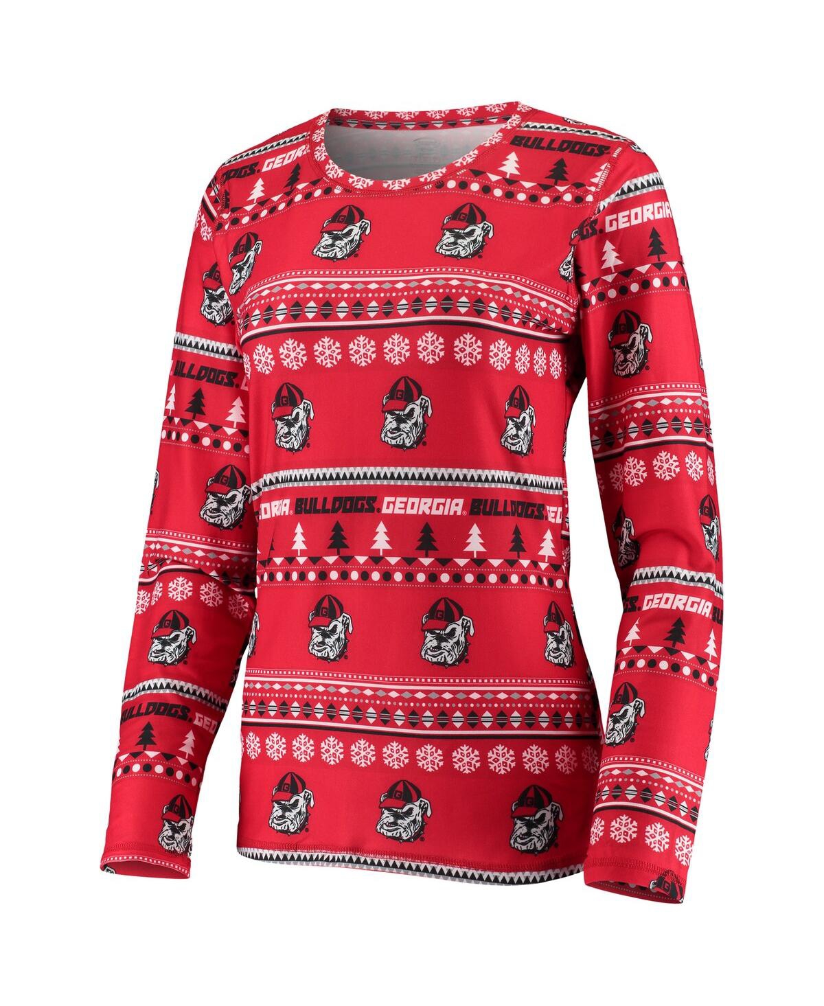 Concepts Sport Women's 2-piece Red Georgia Bulldogs Holiday Long Sleeve Top And Pants Sleep Set In Red