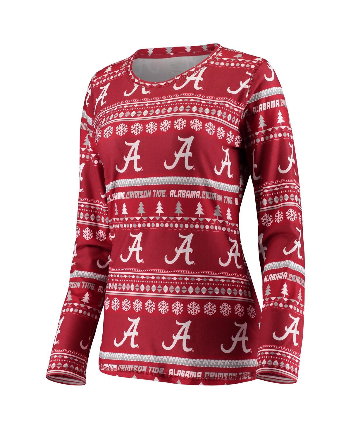 Concepts Sport Women's 2-piece Crimson Alabama Crimson Tide Holiday Long Sleeve Top And Pants Sleep Set In Red