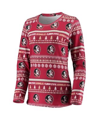 Women's 2-Piece Garnet Florida State Seminoles Holiday Long Sleeve Top and Pants Sleep Set