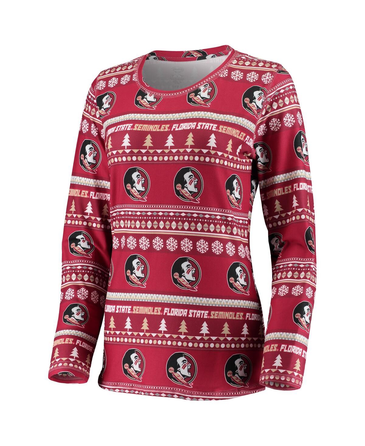 Concepts Sport Women's 2-piece Garnet Florida State Seminoles Holiday Long Sleeve Top And Pants Sleep Set In Burgundy