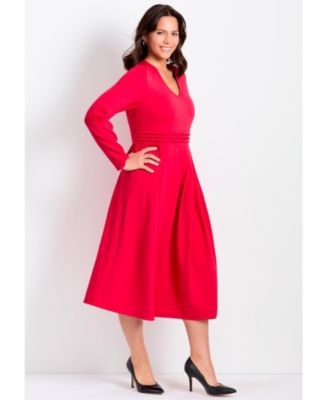 Women's Fit And Flare Midi Ponte Dress