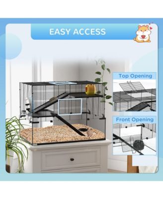 Hamster Cage, 31" Gerbil Cage with Glass Basin for Small Hamsters