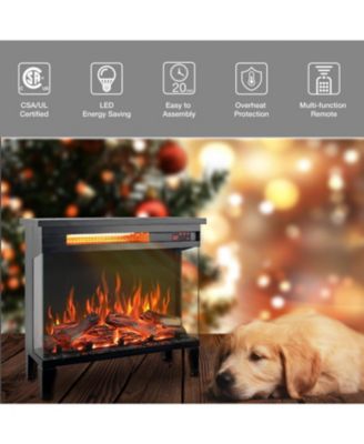 24 inch three sided glass electric fireplace with feet