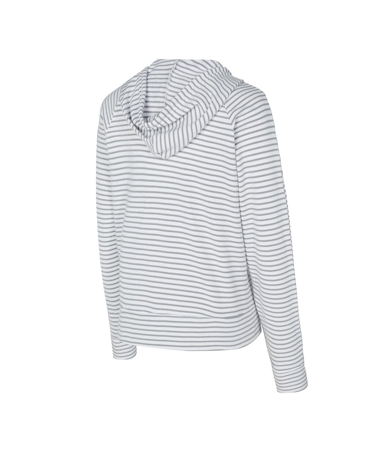 Concepts Sport Men's White/gray Kansas Jayhawks French Terry Striped V-neck Pullover Hoodie In Gray