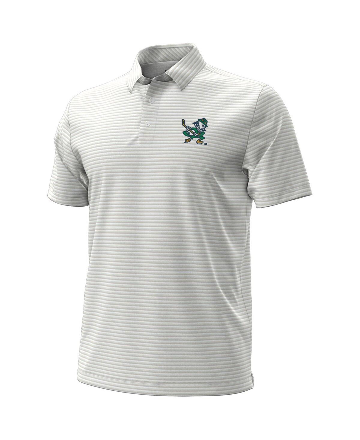 Under Armour Men's White Notre Dame Fighting Irish Hockey Leprechaun Drive Micro Groove Stripe Polo Shirt