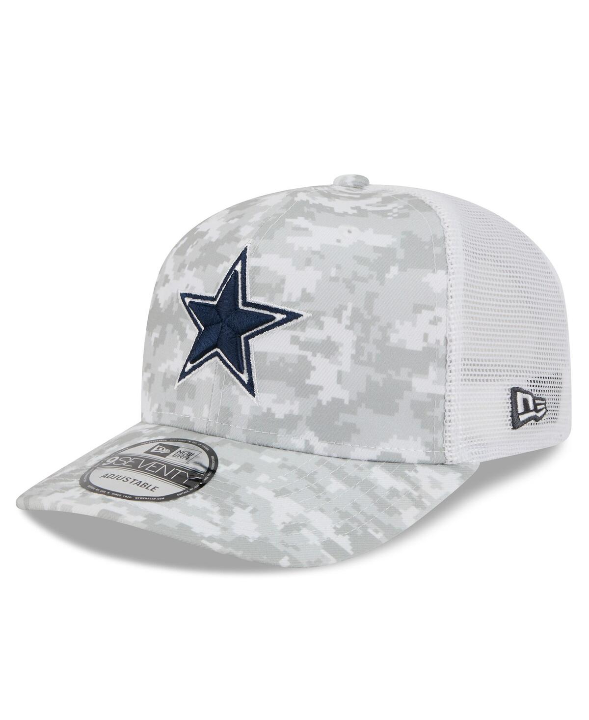 New Era Men's White Dallas Cowboys Salute To Service Fan Pack 9seventy Trucker Adjustable Hat In Gray