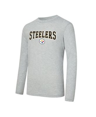 Men's 2-Piece Black/Gray Pittsburgh Steelers Regulate Long Sleeve T-Shirt and Plaid Pants Set