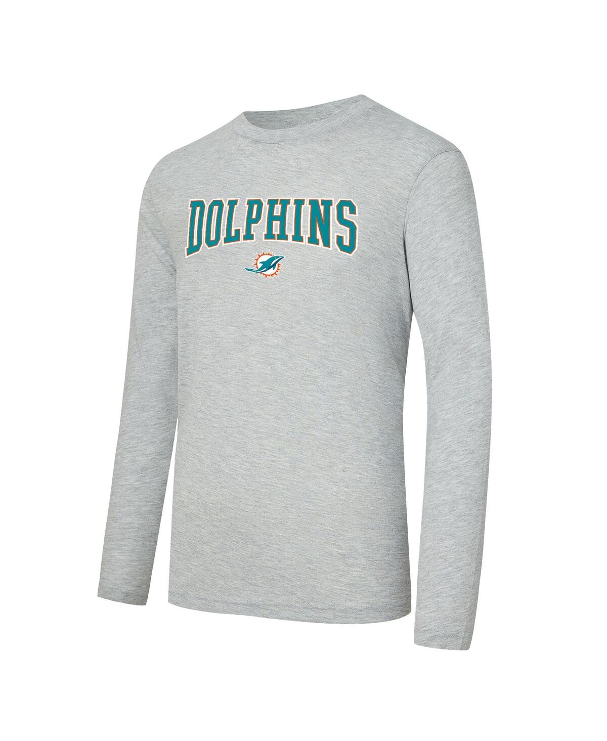 Concepts Sport Men's 2-Piece Aqua/Gray Miami Dolphins Regulate Long Sleeve T-Shirt and Plaid Pant Set