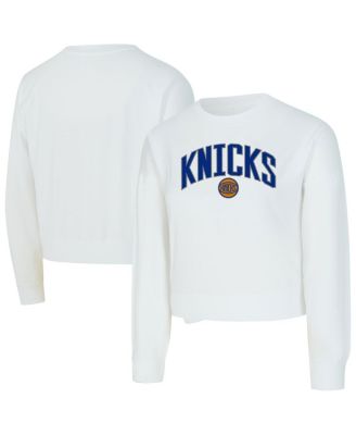Concepts Sport - Women's White New York Knicks Laney Chenille Cropped Long Sleeve T-Shirt