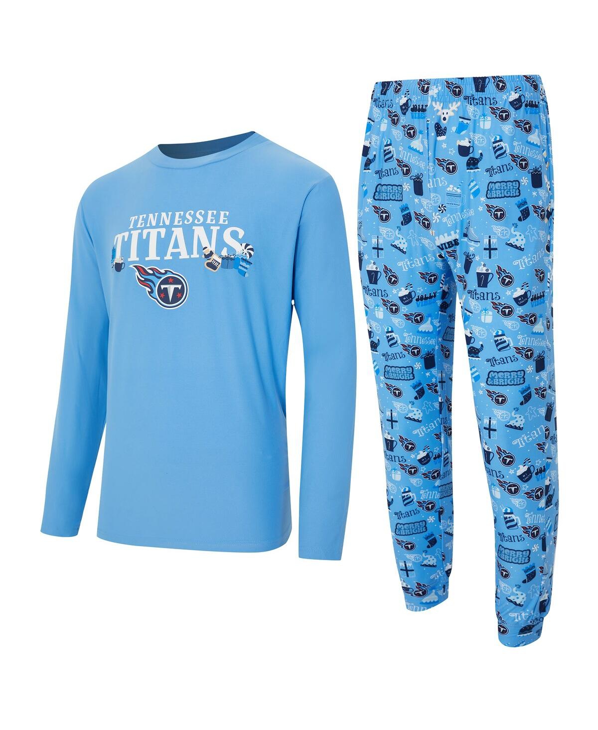 Concepts Sport Men's 2-Piece Light Blue Tennessee Titans Chestnut Long Sleeve Top and Pants Set