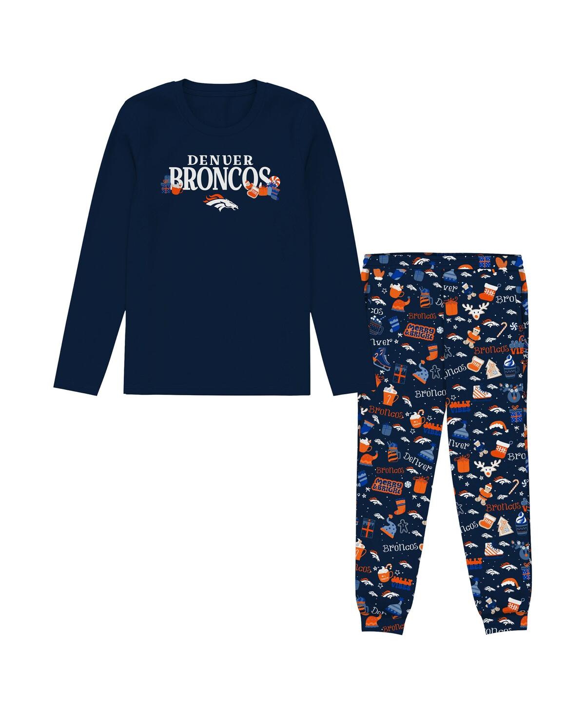 Outerstuff Toddler Navy Denver Broncos Chestnut Holiday Sleep Set In Blue