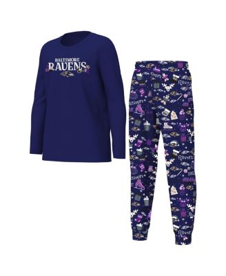 Outerstuff - Big Boys and Girls Purple Baltimore Ravens Chestnut Holiday Sleep Set