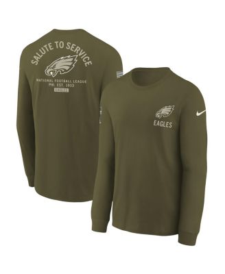 Nike - Big Boys and Girls Olive Philadelphia Eagles 2025 Salute to Service Sideline Dri-FIT Long Sleeve T-Shirt