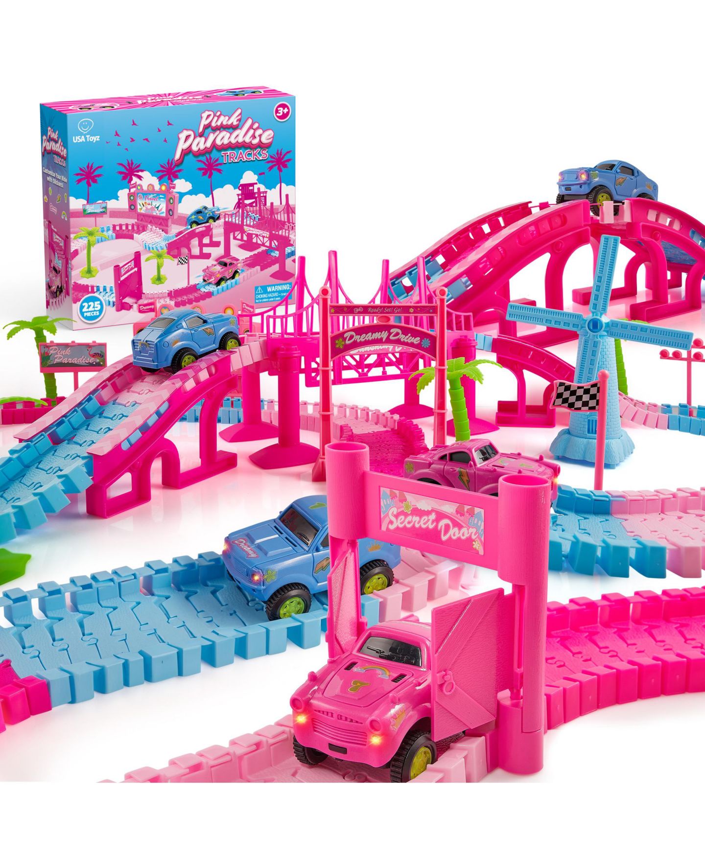 Детские конструкторы USA Toyz Pink Paradise 225-Piece Snap Tracks Set, Ages 3+ — фото 1
