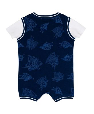 Baby Boys and Girls Navy Oklahoma City Thunder Logo Mania Romper